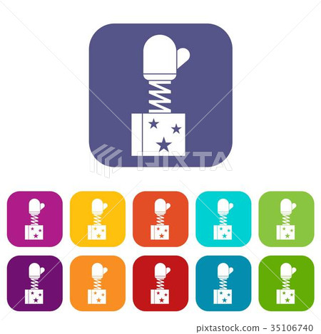 Hand on spring in box icons set - Stock Illustration [35106740] - PIXTA