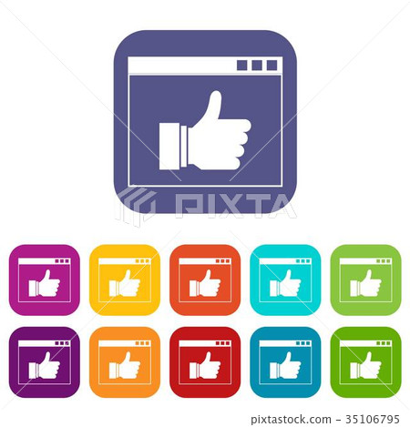 Hand with thumb up in browser icons set-插圖素材 [35106795] - PIXTA圖庫
