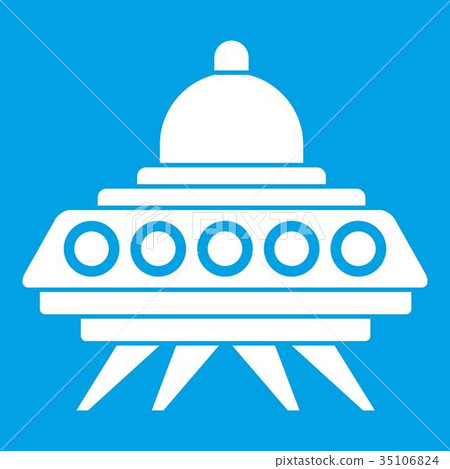 Alien spaceship icon white 35106824