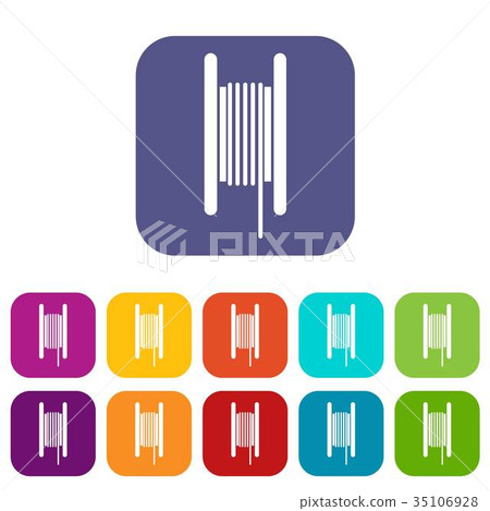 Electric cable in coil icons set Electric cable in coil icons set 35106928