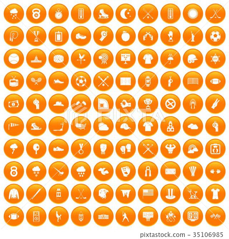 100 baseball icons set orange 100 baseball icons set orange 35106985