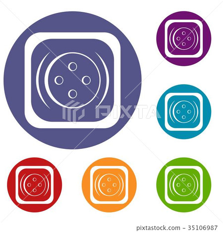 Clothing square button icons set 35106987