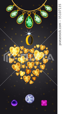 Jewelry heart banner vertical, cartoon style 35107135