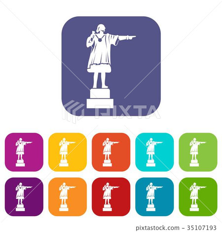 Columbus monument icons set 35107193