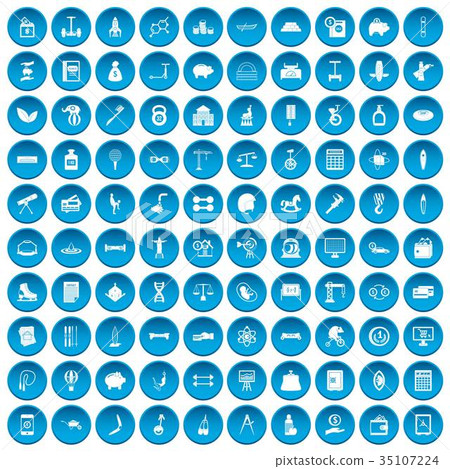 100 balance icons set blue 35107224