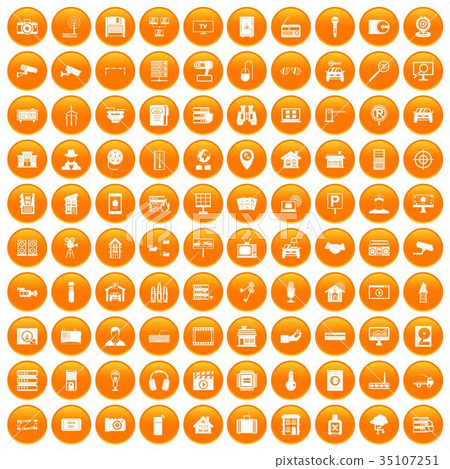 100 camera icons set orange 35107251