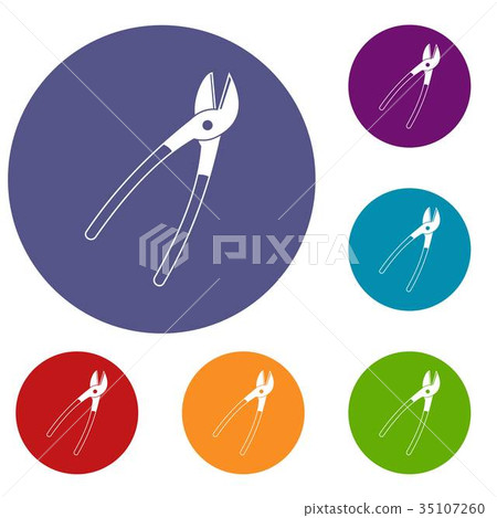 Metal shears icons set 35107260