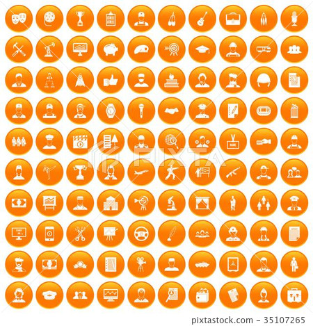 100 career icons set orange 100 career icons set orange 35107265