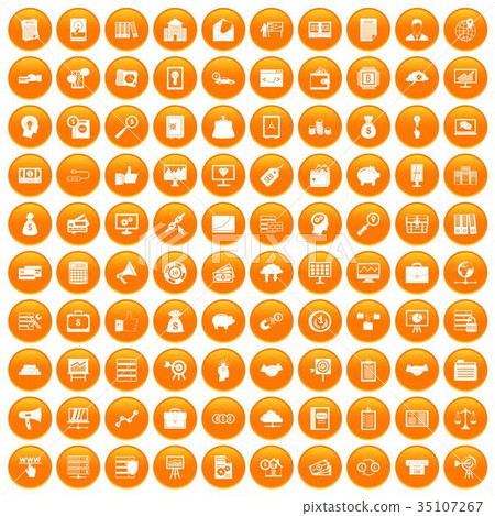100 business process icons set orange 35107267