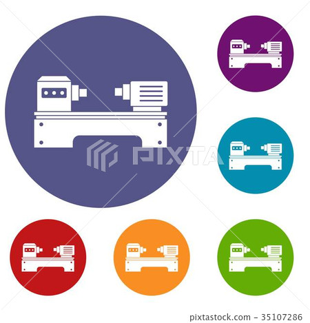 Lathe machine icons set Lathe machine icons set 35107286