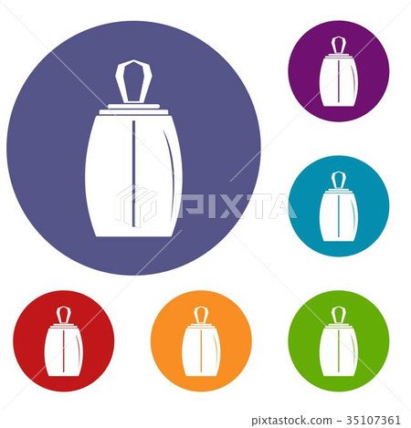 Elegant woman perfume bottle icons set 35107361