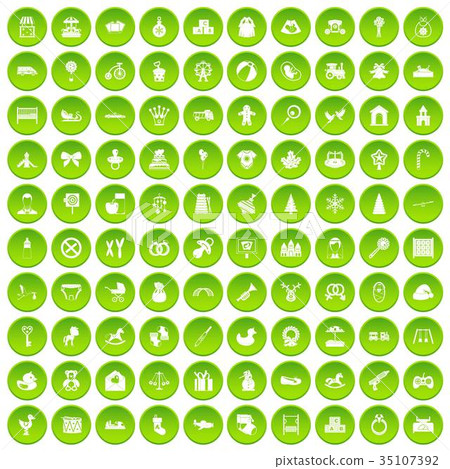 100 baby icons set green 35107392
