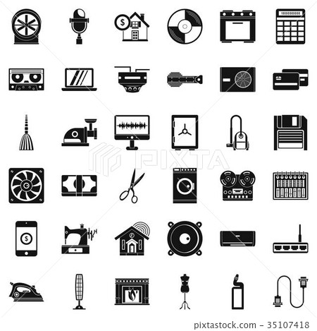 Homework appliance icons set, simple style 35107418
