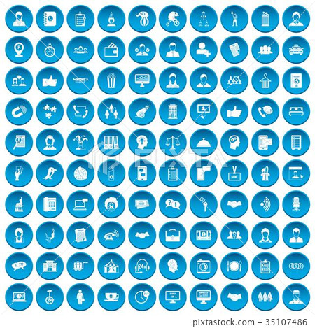 100 coherence icons set blue 35107486