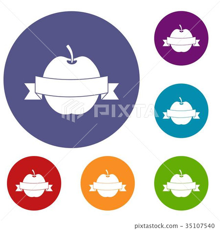 Apple with ribbon icons set - Stock Illustration [35107540] - PIXTA