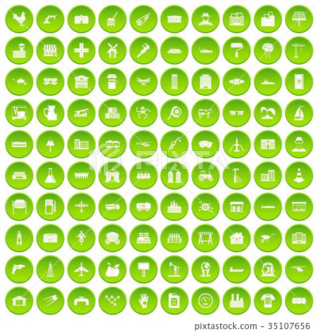 100 industry icons set green 100 industry icons set green 35107656