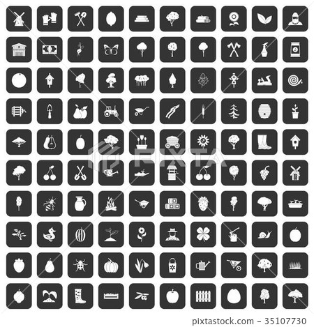 100 agriculture icons set black 35107730