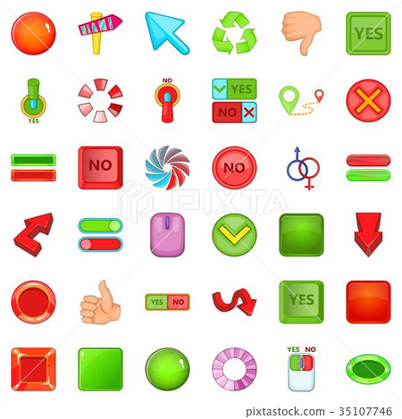 Arrow and button icons set, cartoon style Arrow and button icons set, cartoon style 35107746