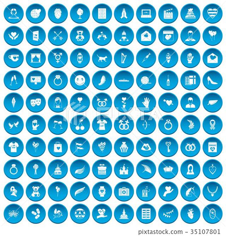 100 heart icons set blue 100 heart icons set blue 35107801