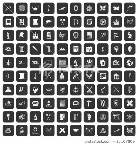 100 archeology icons set black 100 archeology icons set black 35107809