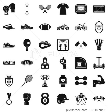 Fitness icons set, simple style 35107845