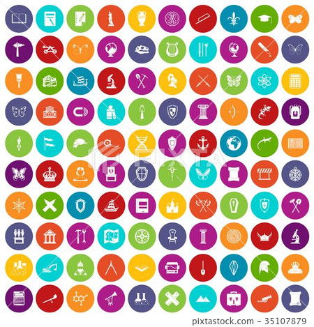 100 archeology icons set color 35107879