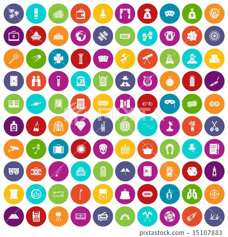 100 adult games icons set color 35107883
