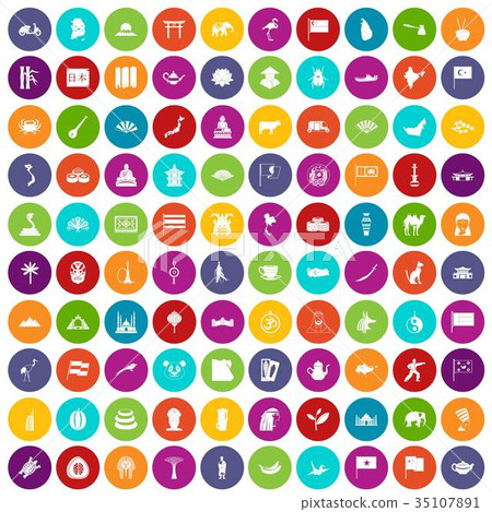100 Asia icons set color 100 Asia icons set color 35107891