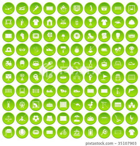 100 playground icons set green 35107903