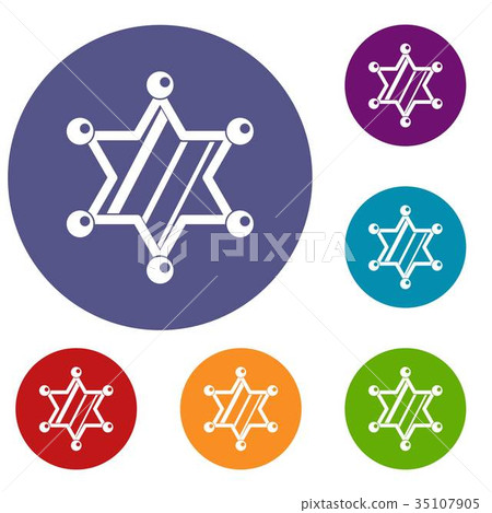 Sheriff star icons set 35107905