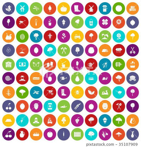 100 agriculture icons set color 35107909