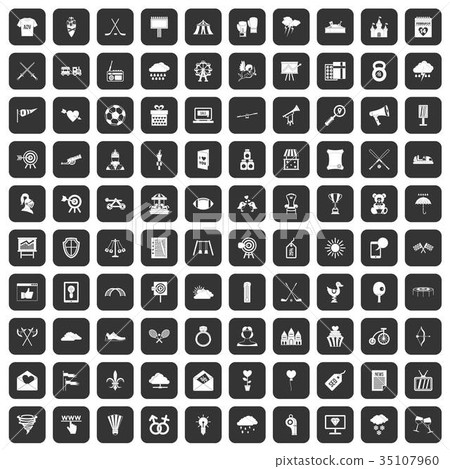 100 arrow icons set black 35107960