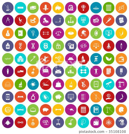 100 balance icons set color 35108108
