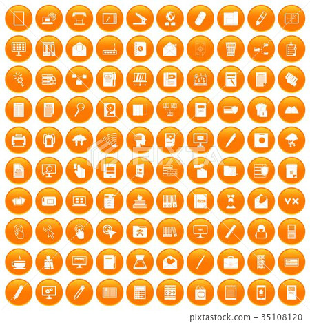 100 folder icons set orange 35108120