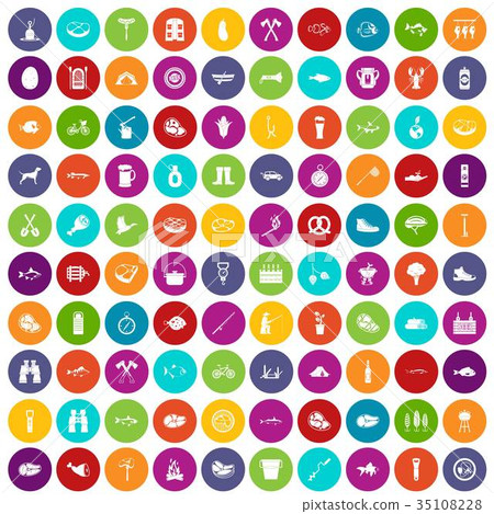 100 BBQ icons set color 100 BBQ icons set color 35108228