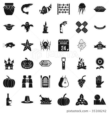 Autumn celebration icons set, simple style 35108242