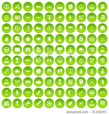 100 victory icons set green 100 victory icons set green 35108245