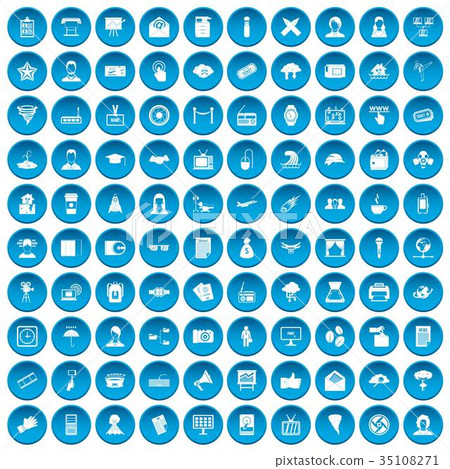 100 journalist icons set blue 35108271