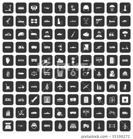 100 burden icons set black 35108272