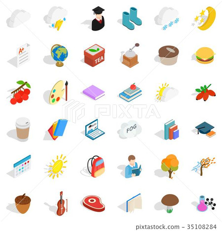 Autumn weather icons set, isometric style - Stock Illustration ...