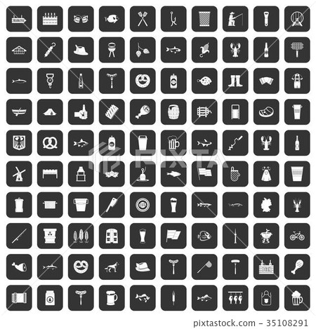 100 beer icons set black 100 beer icons set black 35108291