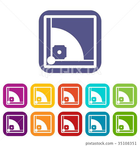 Baseball field icons set Baseball field icons set 35108351