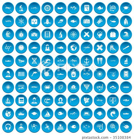 100 oceanologist icons set blue 100 oceanologist icons set blue 35108384
