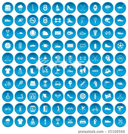 100 sneakers icons set blue 100 sneakers icons set blue 35108568
