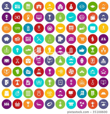 100 business career icons set color 35108600