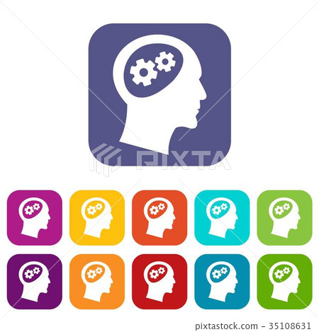 Gear in head icons set - Stock Illustration [35108631] - PIXTA