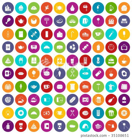 100 cafe icons set color 100 cafe icons set color 35108651