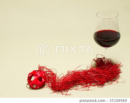 Red wine and bamboo chopsticks image 35109569