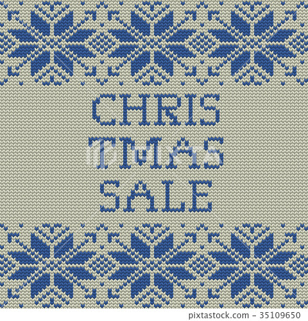 Knitted Christmas sale template banner. EPS 10 35109650