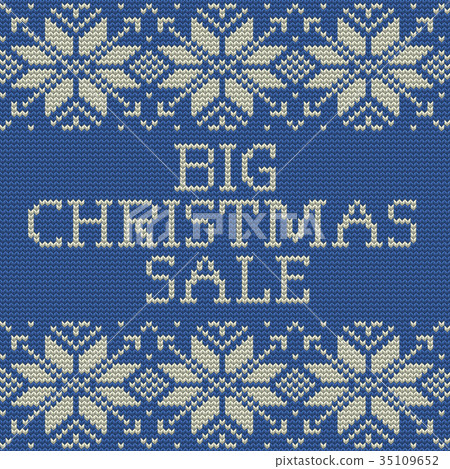 Knitted Christmas sale template banner. EPS 10 35109652